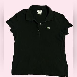 Lacoste Polo Shirt Womens 46 Black Short Sleeve Golf Preppy Cotton T-shirt
